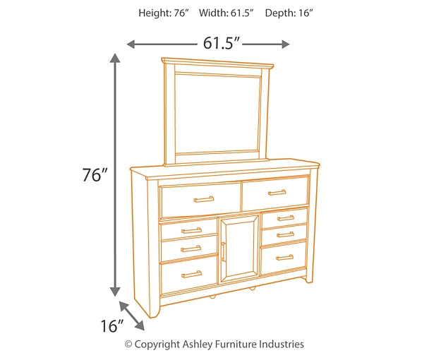 Juararo California  Panel Bed With Mirrored Dresser, Chest And Nightstand