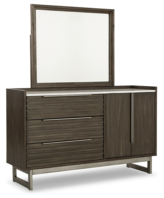 Arkenton  Panel Bed With Mirrored Dresser