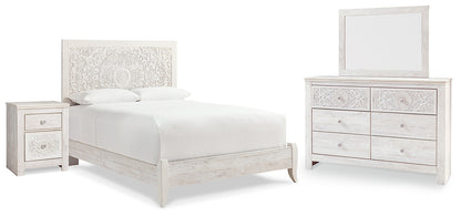 Paxberry  Panel Bed With Mirrored Dresser And Nightstand