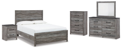 Bronyan  Panel Bed With Mirrored Dresser, Chest And Nightstand