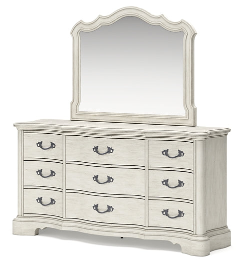 Arlendyne California  Upholstered Bed With Mirrored Dresser