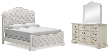 Arlendyne California  Upholstered Bed With Mirrored Dresser