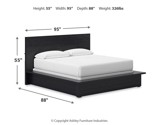 Londer California  Panel Bed With Mirrored Dresser