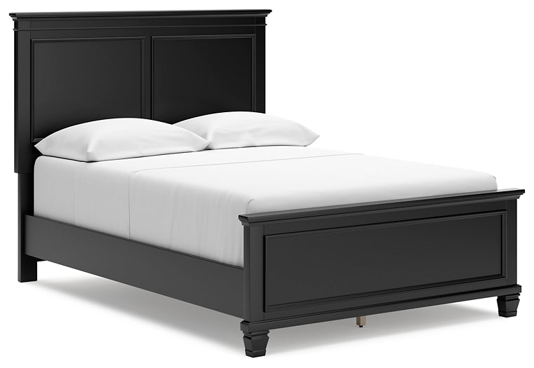 Lanolee  Panel Bed With Mirrored Dresser, Chest And Nightstand