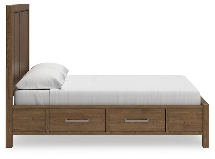Cabalynn  Panel Bed With Storage With Mirrored Dresser