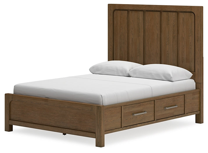 Cabalynn  Panel Bed With Storage With Mirrored Dresser