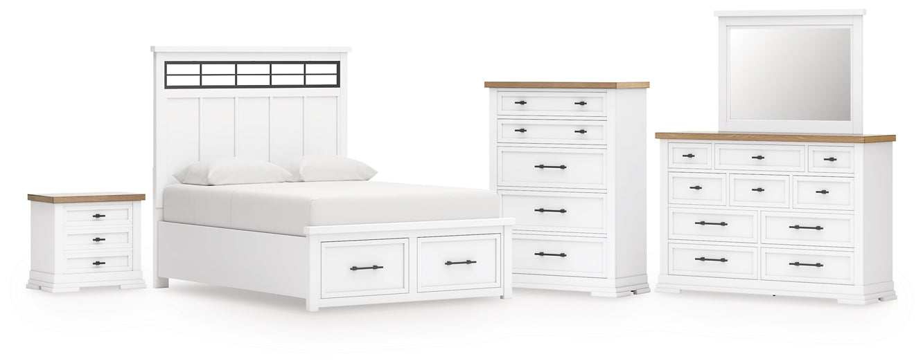 Ashbryn  Panel Storage Bed With Mirrored Dresser, Chest And Nightstand