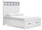 Ashbryn  Panel Storage Bed With Mirrored Dresser And Nightstand
