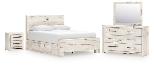 Lawroy  Panel Bed With Mirrored Dresser And Nightstand