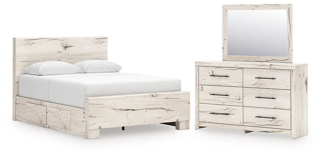 Lawroy  Panel Bed With Mirrored Dresser