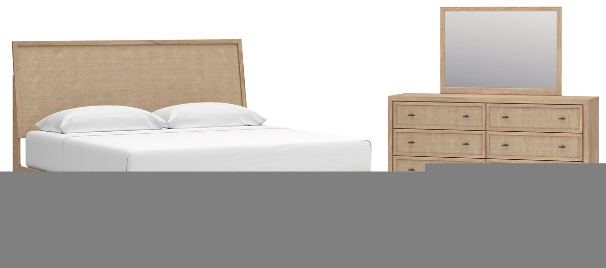 Cielden  Panel Bed With Mirrored Dresser