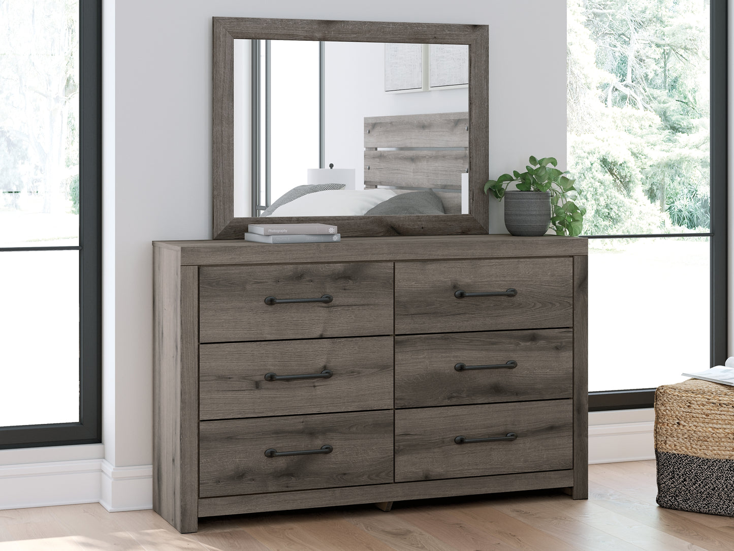 Graystorm  Panel Storage Bed With Mirrored Dresser, Chest And Nightstand