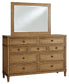 Sharlance California  Upholstered Panel Bed With Mirrored Dresser And Nightstand
