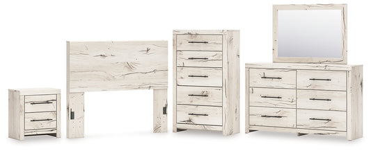 Lawroy  Panel Headboard With Mirrored Dresser, Chest And Nightstand