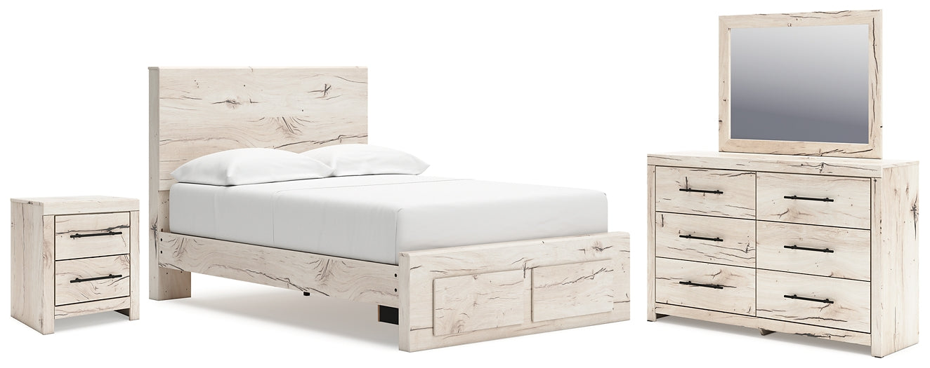 Lawroy  Panel Storage Bed With Mirrored Dresser And Nightstand
