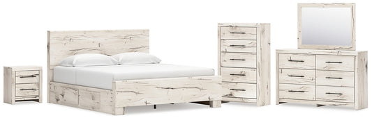 Lawroy  Panel Bed With Mirrored Dresser, Chest And Nightstand