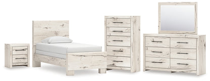 Lawroy  Panel Bed With Mirrored Dresser, Chest And Nightstand