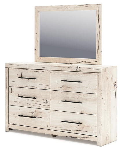 Lawroy  Panel Headboard With Mirrored Dresser And Nightstand