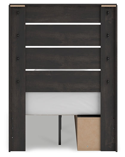 Hollivern  Panel Storage Bed With Mirrored Dresser, Chest And Nightstand