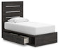 Hollivern  Panel Storage Bed With Mirrored Dresser And Nightstand