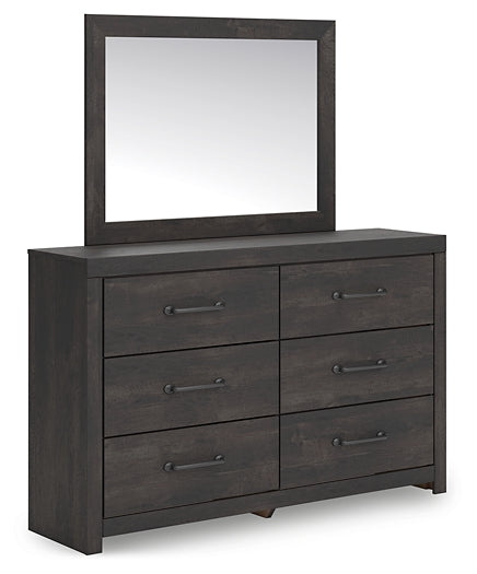 Hollivern  Panel Bed With Mirrored Dresser