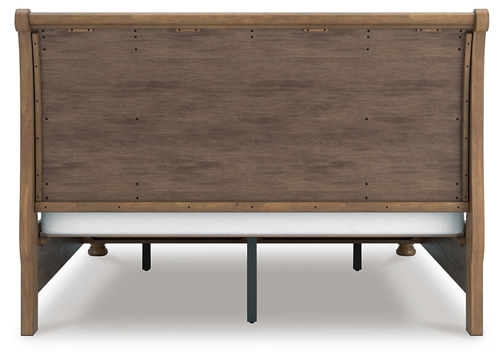 Feddinger  Storage Sleigh Bed With Mirrored Dresser, Chest And Nightstand