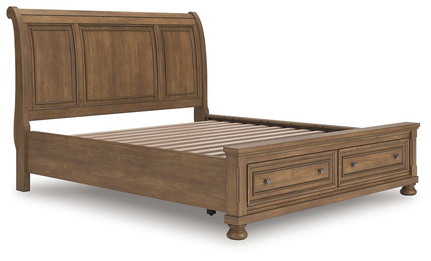 Feddinger California  Storage Sleigh Bed With Mirrored Dresser