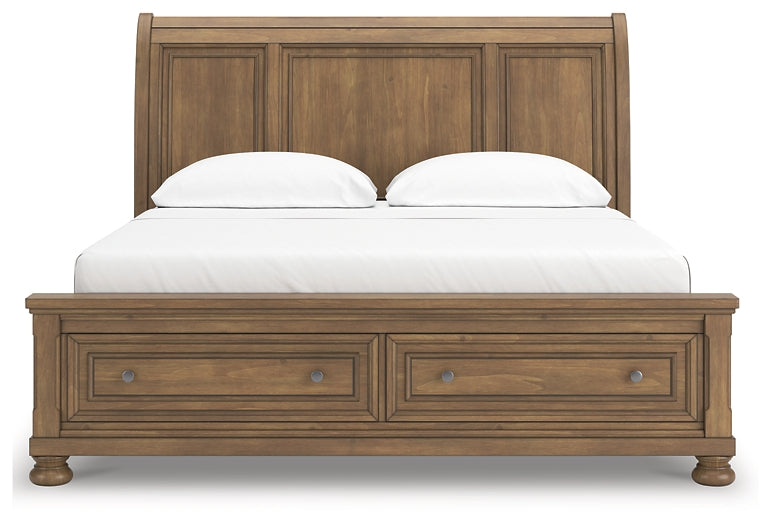 Feddinger California  Storage Sleigh Bed With Mirrored Dresser And Nightstand