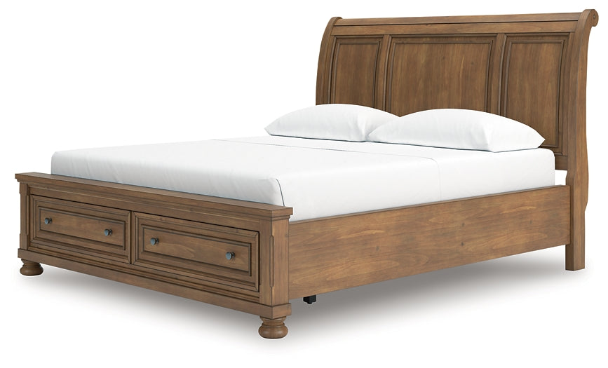 Feddinger California  Storage Sleigh Bed With Mirrored Dresser And Nightstand