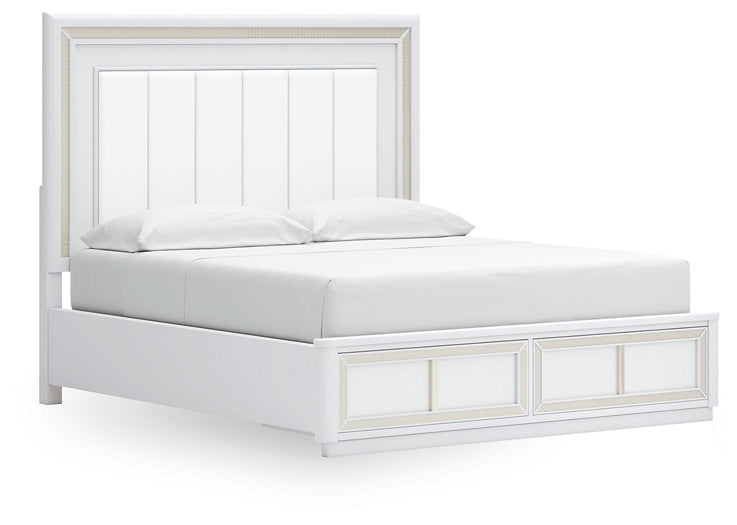 Chalanna  Upholstered Storage Bed With Mirrored Dresser