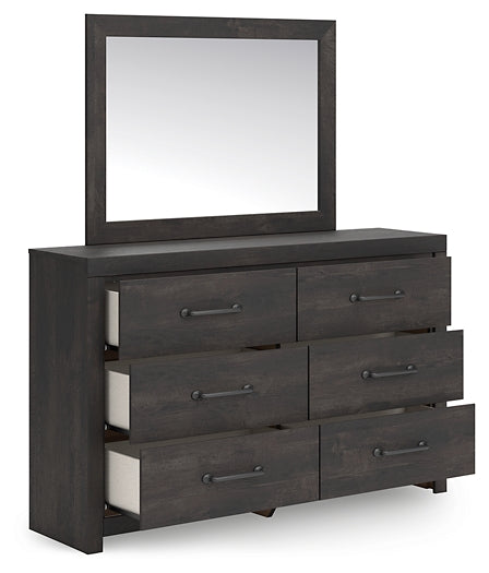 Hollivern  Panel Bed With Mirrored Dresser, Chest And Nightstand