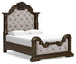 Maylee  Upholstered Bed With Mirrored Dresser, Chest And Nightstand