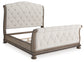 Ardenfield  Upholstered Sleigh Bed With Mirrored Dresser