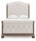 Ardenfield  Upholstered Sleigh Bed With Mirrored Dresser