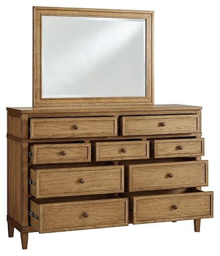 Sharlance  Upholstered Panel Bed With Mirrored Dresser, Chest And Nightstand
