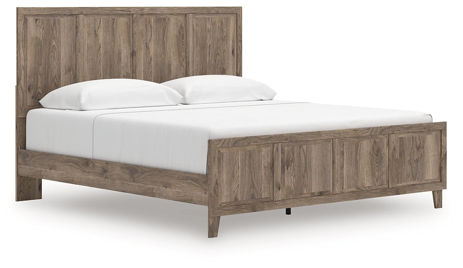 Rusticott  Panel Bed With Mirrored Dresser And Nightstand