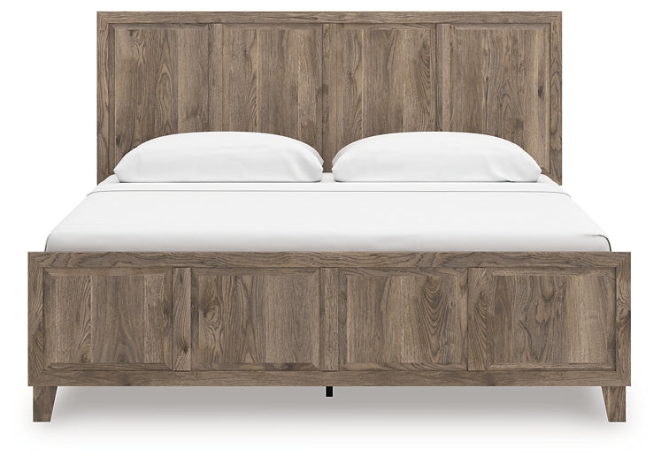 Rusticott  Panel Bed With Mirrored Dresser And Nightstand