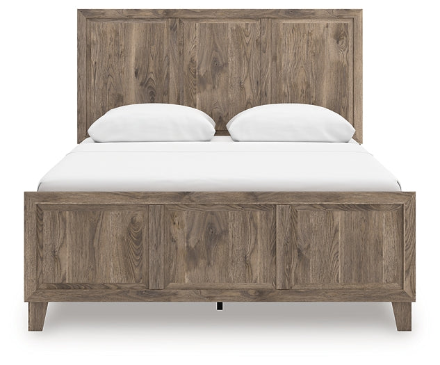 Rusticott  Panel Bed With Mirrored Dresser And Nightstand