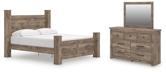 Rusticott  Poster Bed, Dresser And Mirror