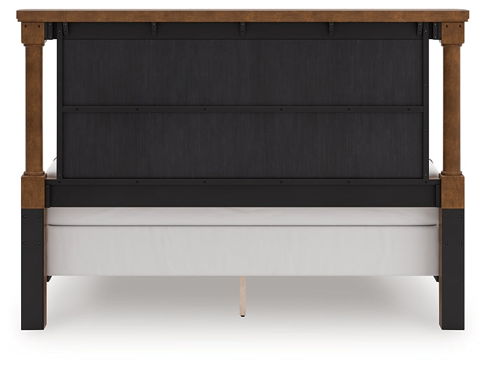 Rowlenstown  Poster Bed With Mirrored Dresser And Nightstand