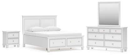 Fortman  Panel Storage Bed With Mirrored Dresser And Nightstand
