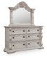 Bruchandi California  Upholstered Panel Bed With Mirrored Dresser And Nightstand