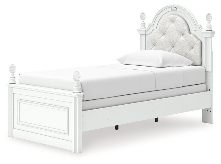Kozlani  Upholstered Panel Bed, Dresser And Mirror
