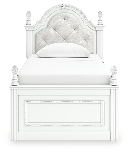 Kozlani  Upholstered Panel Bed, Dresser, Mirror And Nightstand
