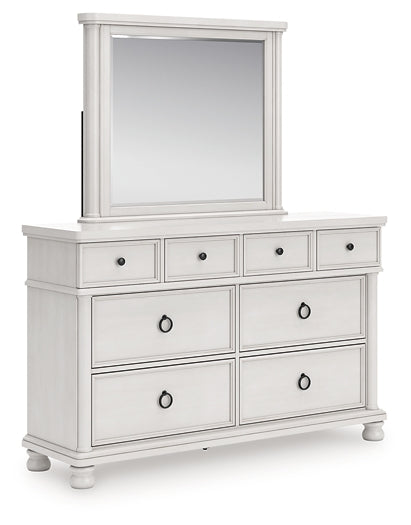 Rowlenstown  Poster Bed, Dresser, Mirror And Nightstand