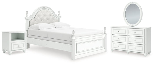 Kozlani  Upholstered Panel Bed, Dresser, Mirror And Nightstand