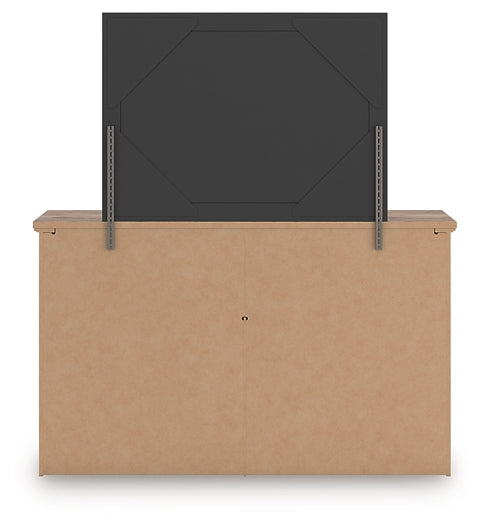 Rusticott  Poster Bed With Mirrored Dresser And Nightstand