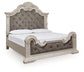 Bruchandi  Upholstered Panel Bed With Mirrored Dresser And Nightstand