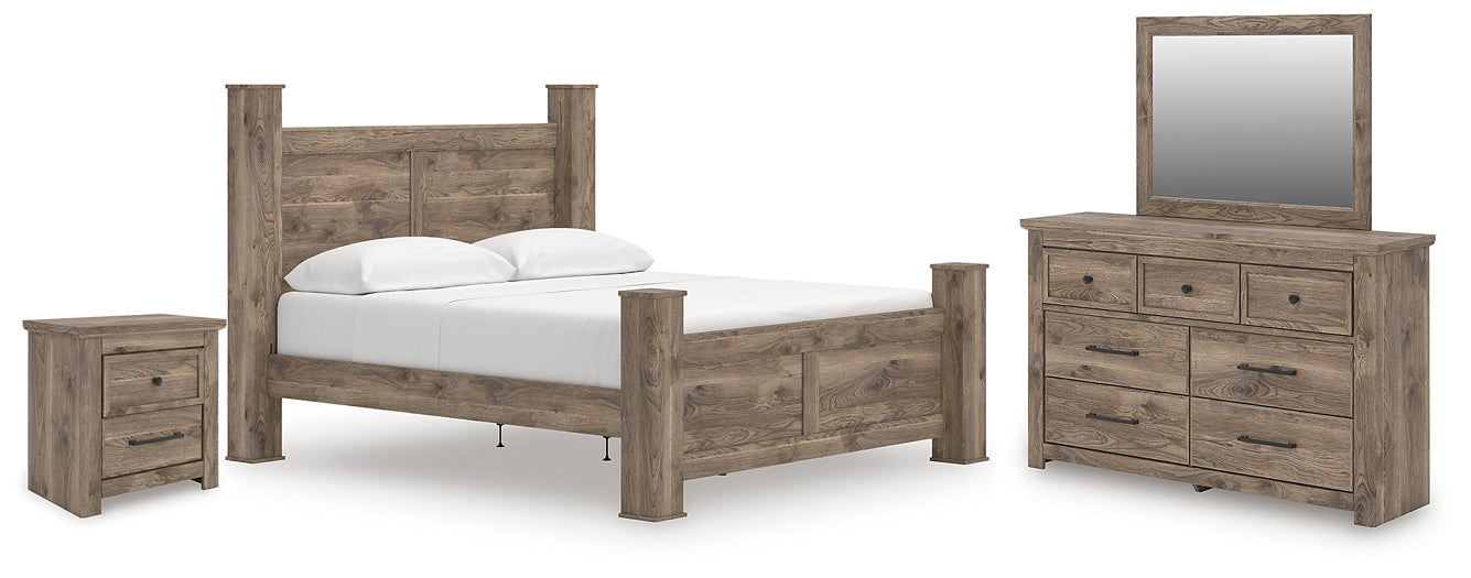 Rusticott  Poster Bed, Dresser, Mirror And Nightstand