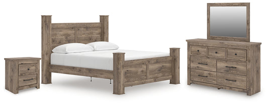 Rusticott  Poster Bed, Dresser, Mirror And Nightstand